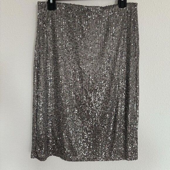 Adrianna Papell NWT Sequin Embellished Pull On Pencil skirt in color lead size S - Picture 2 of 5